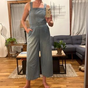 Madewell tie-back wide-leg denim romper